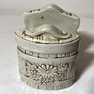 Rustic Cream Ceramic Napkin Holder. Handmade. Glazed.